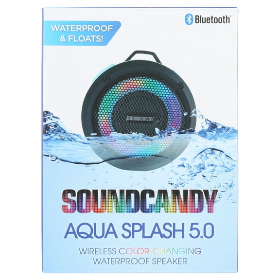 PoolCandy Aqua Splash Portable Bluetooth Speaker with Waterproof, Black, PC3050BL