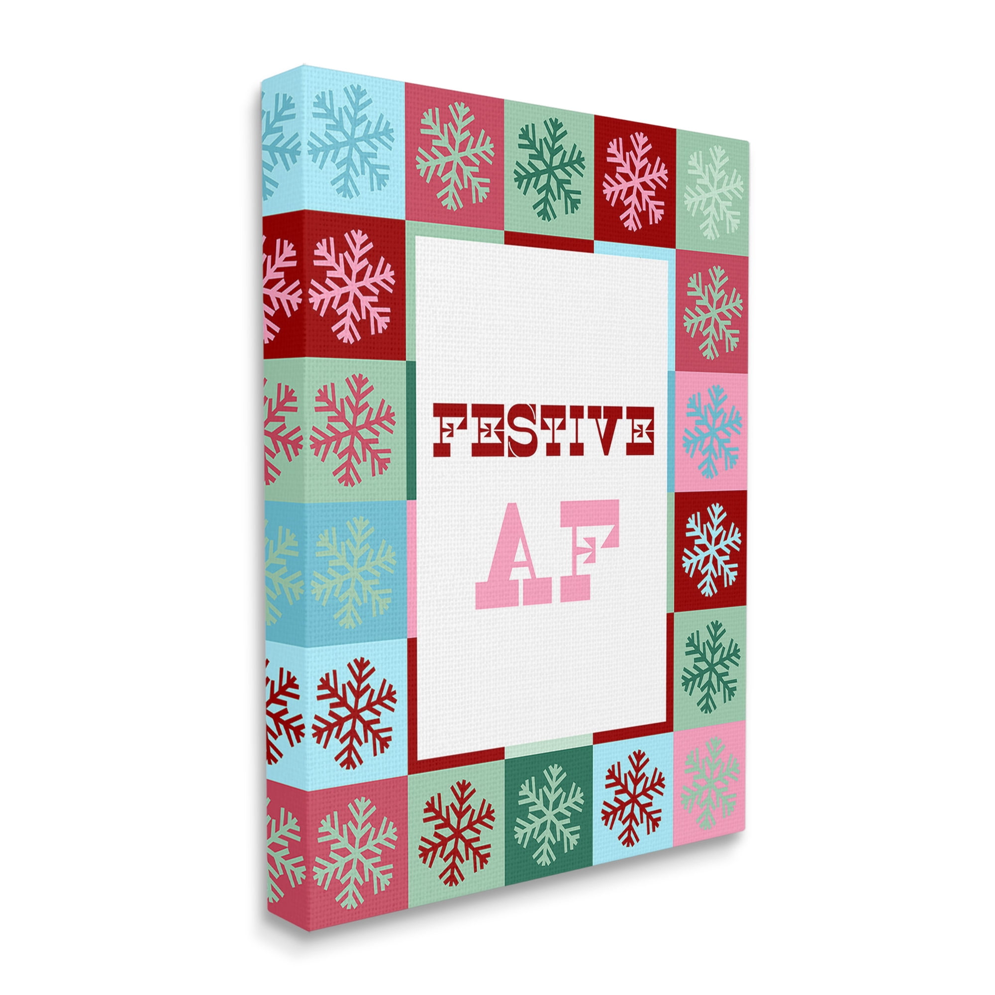 Stupell Industries Festive AF with Snowflakes Holiday Painting Gallery Wrapped Canvas Art Print Wall Art, 24 x 30