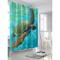 thumbnail image 3 of Abstract Turtle Shower Curtain, Watercolor Teal Decoration Waterproof Shower Curtain Set with 12 Hooks Lightweight Washable Fabric Shower Curtains for Bathroom 72x84 Inches, 3 of 6