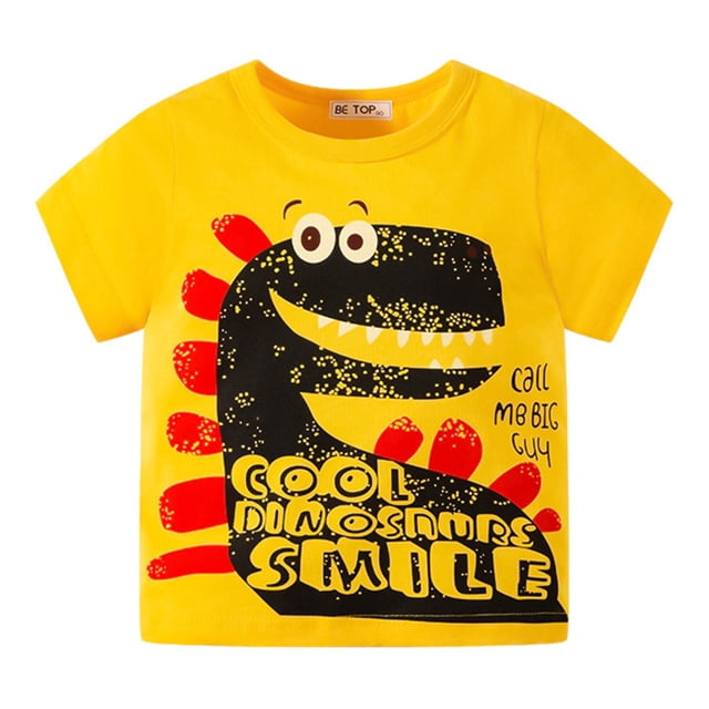 adviicd T-Shirts pour Garçons T-Shirt Graphique Décontracté à Manches Courtes Col Rond T-Shirt d'Été Jaune,110