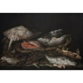 thumbnail image 2 of Abraham van Beyeren 14x11 Gold Ornate Wood Frame and Double Matted Museum Art Print Titled - Still Life with Fish on a Stone Table (1635 - 1690), 2 of 4