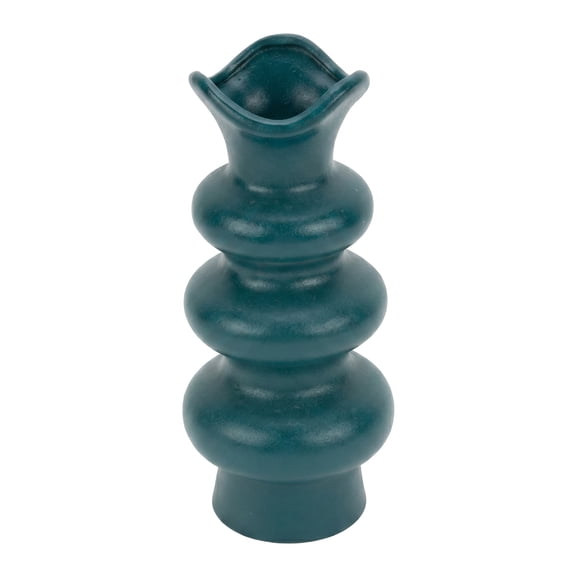 Unique Bargains Geometric Tiered Ceramic Sculptural Flower Vase Green 3.9"x 3.9"x 8.3"