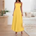 thumbnail image 4 of Endives Women's Shirts Summer Fashion Solid Color One Neck Strapless Waist Long Dress For Women, 4 of 7