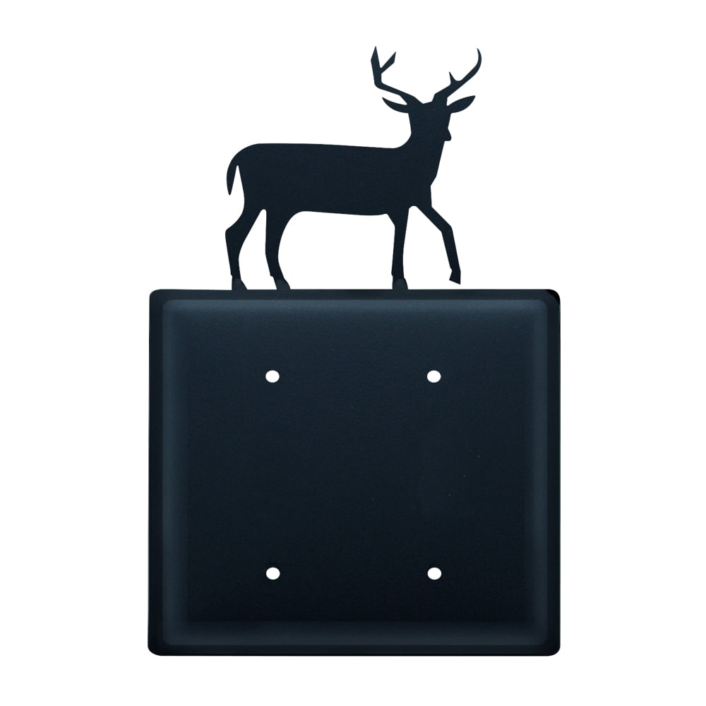Village Wrought Iron ECC-3 Double Electrical Cover - Deer