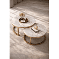 thumbnail image 2 of Mesa De Centro Doble Redonda Blanca Diseño Moderno Dorado, 2 of 4