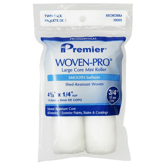 12-Pack of 4-1/2” x 1/4” Nap Premier 33005 Woven-Pro Large Core Mini Roller Cover, 2-Pack