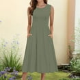 thumbnail image 2 of Women's Sleeveless Floral A-Line Midi Dress - Casual Flowy Beach Dress with Pockets, 95% Polyester, Spring/Summer 2025, 2 of 5