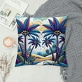thumbnail image 2 of Orinice  Palm Tree Throw Pillow Cushion Cover, Colorful Cartoon Tropical Island Hawaiian Torch Seagulls Sunset Summer Theme, Decorative Square Accent Pillow Case,  White, 2 of 5