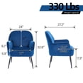 thumbnail image 3 of Velvet Accent Chair, Modern Upholstered Single Sofa Side Living Room Chair, Comfy Barrel Reading Armchair with Metal Legs for Bedroom, Waiting Room, Office and Vanity, Blue, 3 of 8