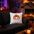 thumbnail image 2 of Halloween Pillow Covers Decorative Fall Cute Ghost Plush Faux Fur Throw Pillow Cover 18x18 Inch Soft Pumpkin Accents for Sofa Couch Bed Living Room Festive Home Decor - White Orange A, 2 of 6