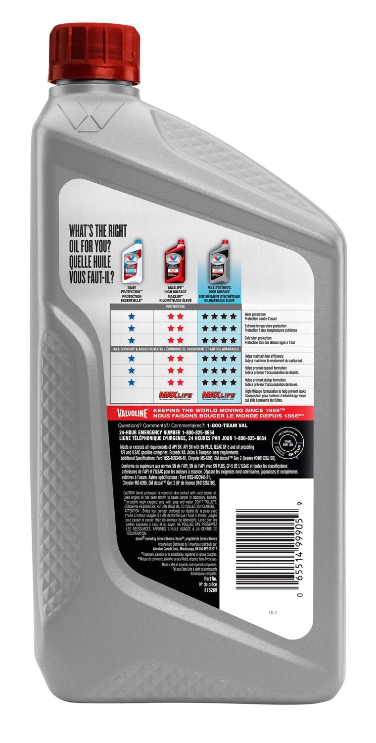 Valvoline Full Synthetic with Maxlife Technology 5W30 Motor Oil