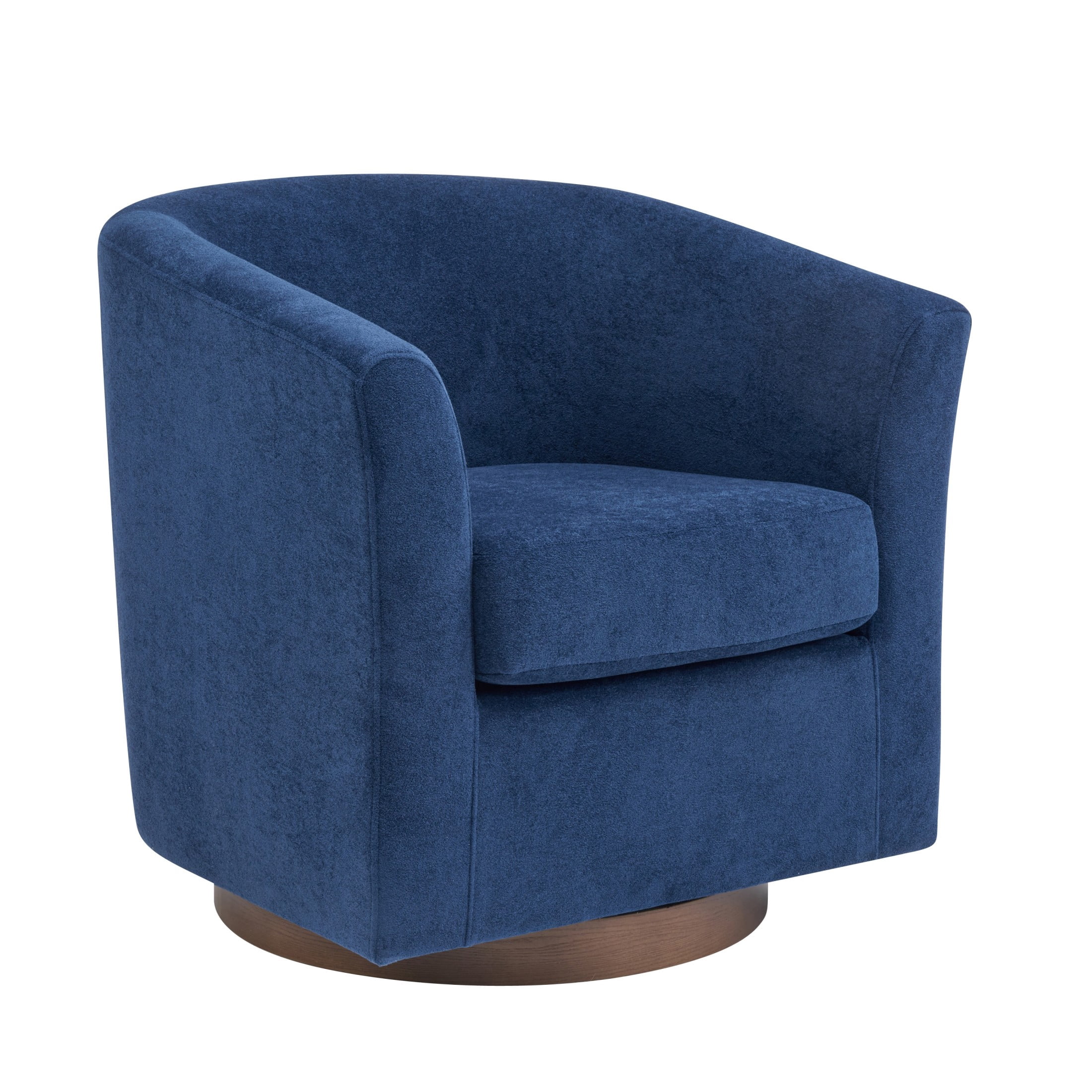 Christopher Knight Home 360° Swivel Barrel Chair with Velvet Upholstery and Wooden Base, Blue