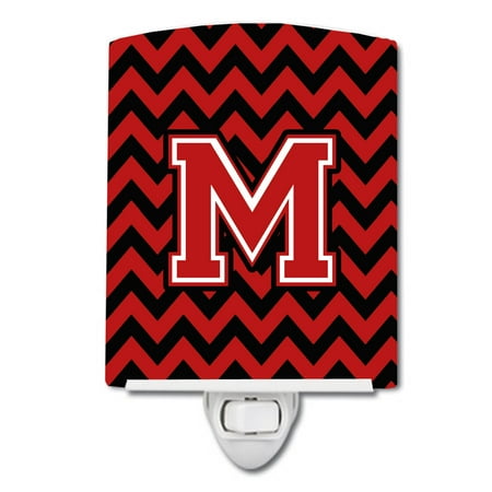 

Caroline s Treasures CJ1047-MCNL Letter M Chevron Black and Red Ceramic Night Light 6x4x3 multicolor