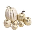 thumbnail image 3 of Lipstore 7 Pieces Fake Pumpkins Model Cute Harvest Decorative DIY Small Rustic Artificial White Gold, 3 of 8