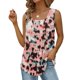 thumbnail image 2 of Gibobby Camiseta sin mangas con cuello cuadrado para mujer, informal, sin mangas, con dobladillo curvo plisado(Rosa,XG), 2 of 5