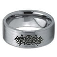 thumbnail image 2 of Tungsten Dia De Los Muertos Day of the Dead Band Ring 8mm Men Women Comfort Fit Gray Flat Cut Brushed Polished, 2 of 4