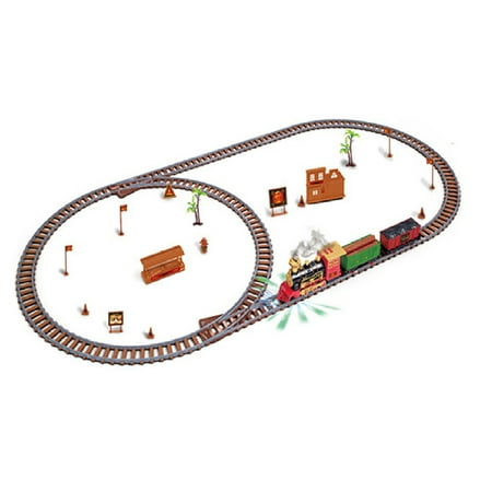 Utoimkio Toy Train Set With Lights And Sounds Steam Smoke Christmas Train Set Railway Tracks Battery Operated Toys Gift For Kid