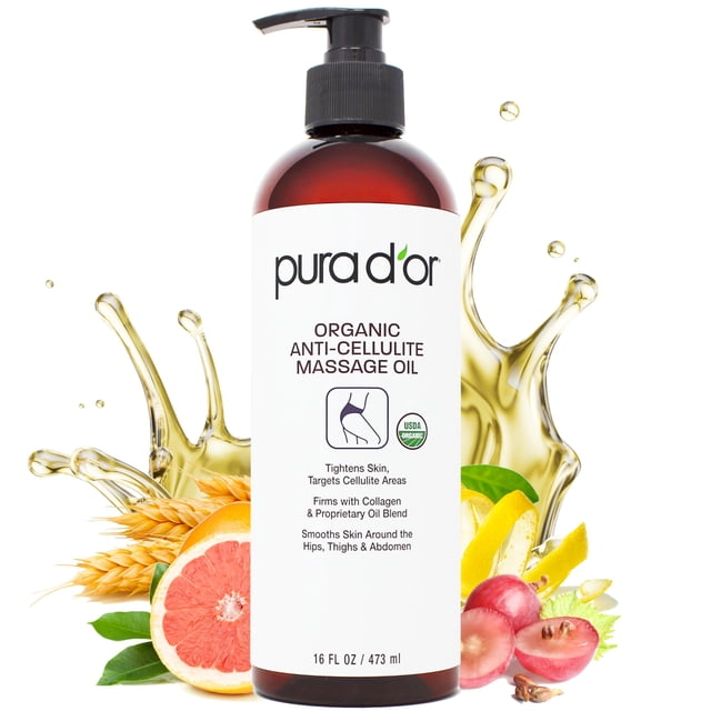 Aceite de masaje PURA D'OR Organic anticelulítico 480ml con cáscara de limón