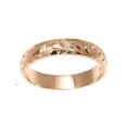 thumbnail image 3 of 14K solid rose gold custom hand engraved Hawaiian plumeria scroll band ring 4mm size 2 to 14, 3 of 4
