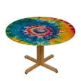 thumbnail image 3 of RUIYC Rainbow Tie Dye Round Tablecloth Mandala Spiral Colorful Round Table Cloth Washable Polyester Table Cover for Dinner Kitchen Party, 3 of 7