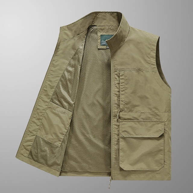 Jackets for Men Mens Work Clothes Jacket Solid Color Stand Collar Multiple Pockets Outdoor Sports Photography Leisure Coat