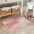thumbnail image 2 of FJPT Non Slip Flannel Polyester Floor Mat Pink Gold Marble Design For Bathroom Kitchen Bedroom Decor 31.5x19.7 inch, 2 of 5