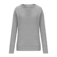 thumbnail image 7 of ABATAB Sweatshirts For Womens Long Sleeve Ribbed Crewneck Side Slit Fashion Pullover Lightweight Solid Color Tops, 7 of 7