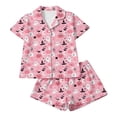 thumbnail image 4 of MEZZALL Women Halloween Printed Pajama With Lapel Collar Short Sleeve Tops And Shorts For Home Wear Cozy For Lightweight And Breathable Comfort Vacation 2 Piece Pjs, 4 of 4