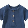 thumbnail image 4 of KPOPLK Baby Boy Polo Striped Rompers Summer Short Sleeve Ribbed Collared Outfit Pajama Infant Clothes 0-24 Months Size 0-3 Months,Blue, 4 of 4