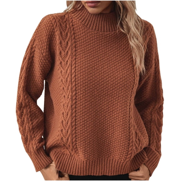 Sweaters for Women, Women's Casual Round Neck Long Sleeve Sweater Knitted Stripe Loose Blouse