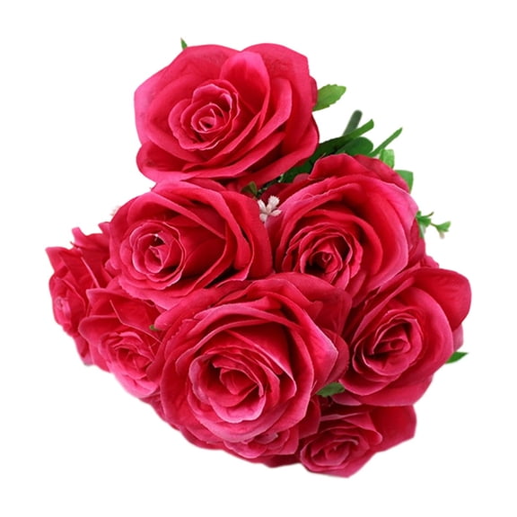 Artificial Roses Flowers 10 Heads Arrangement Silk Bouquet Glorious Meanings for Home Office Parties And Wedding Decoration (Rose Red) Ciozy