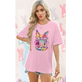 thumbnail image 4 of ALLTB Easter Bunny Shirt Women Oversized Happy Easter Day Tee Cute Bunny Rabbit Tshirt Floral Flower Casual Short Sleeve Tops, 4 of 6