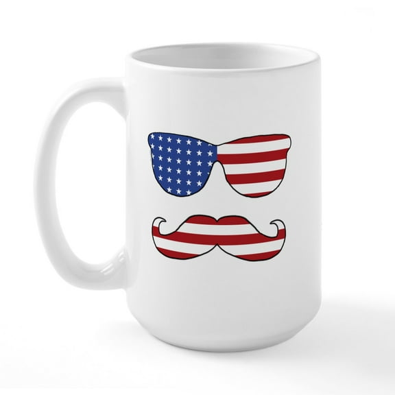 CafePress - Patriotic Funny Face Large Mug Mugs - 15 oz Ceramic Large White Novelty Mug