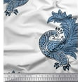 thumbnail image 1 of Soimoi Poly Georgette Fabric Peacock Block Decor Fabric Printed Yard 42 Inch Wide, 1 of 1