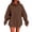 Coffee, variant on Bibifish Womens Hoodies Solid Color Drop Shoulder Long Sleeve Hooded Tops Oversized Fit Comfy Casual Pullover Tops With Pocket