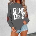 thumbnail image 2 of WEIWEN Game Day Sweatshirt Women Oversized Football Sweatshirts for Women Fall Sweaters Crewneck Long Sleeve Baseball Mama Shirt Women's Clothing Grey, XL, 2 of 5