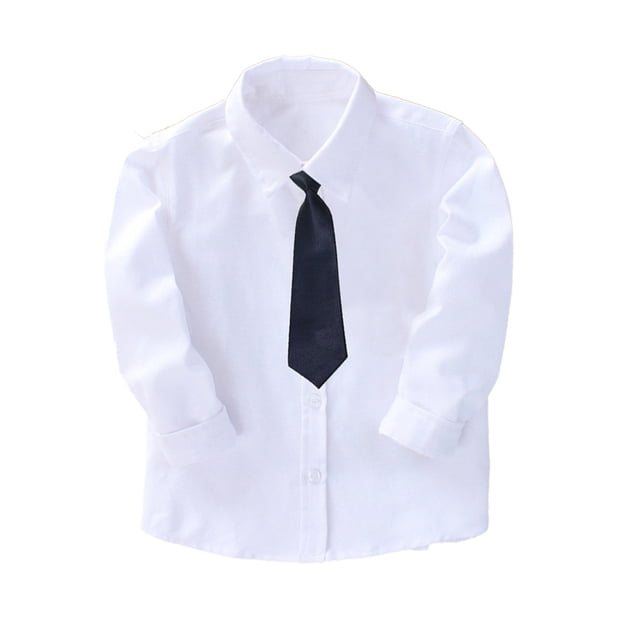 Nmmacb Chemise Habillée à Manches Longues pour Garçons, Col Boutonné, avec Cravate, 2-14 Ans