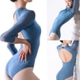 thumbnail image 2 of Misright Women Dance Leotards Sheer Mesh Long Sleeve Ballet Bodysuits Gymnastics Leotards Bodysuit Dance Outfits Gifts, 2 of 13