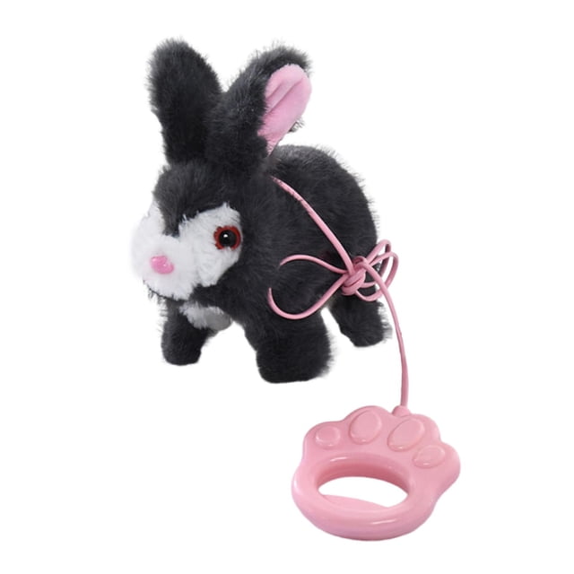 Conejo eléctrico de peluche que camina, juguete musical, , repite lo que dices, mascota electrónica interactiva para niños, regalo de cumpleaños Gris oscuro