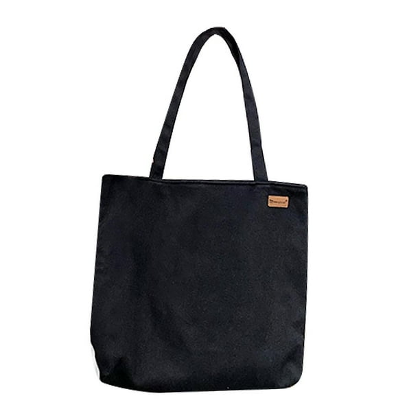 Bolsas de lona Bolsa de mano reutilizable Bolsa de compras Bolsas de hombro Niñas Mochilas escolares Bolsa de libros para niñas Negro