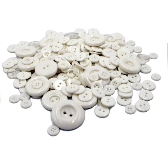 Gwen Studios Plastic Sewing Buttons Value Pack, 3.5 oz., Assorted Sizes, White