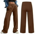 thumbnail image 2 of Women's Wide Leg Sweatpants Jogger Baggy Comfy Casual Pants Fashion Solid Color Lounge Running Sport Trouser Brown XX-Large, 2 of 5