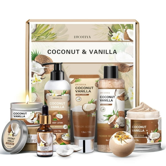Set de regalo LUCOTIYA Vanilla Coconut Spa con 8 piezas para mujer