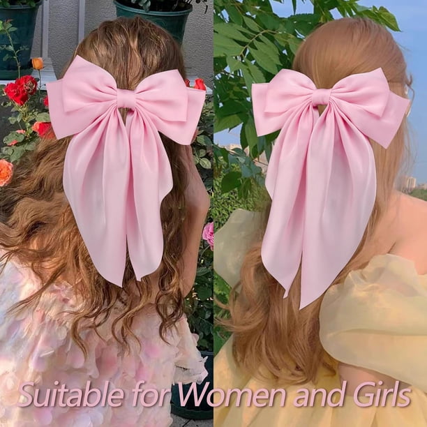 Girls Mermaid Hair Bows – 2 Piece Set With Wavy Ribbon Streamers, Elastic Hair Ties | Party & School Hair Accessories