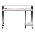 thumbnail image 2 of Meard Metal Writing Desk with USB Ports, Antique White and Matte Black, 2 of 8
