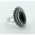 thumbnail image 2 of Black Onyx Marquise Sterling Silver Handmade Statement Women Ring, Black Gemstone Jewelry Size 11.0, 2 of 8