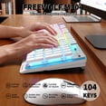 thumbnail image 4 of FREEWOLF M104 Wireless Gaming Keyboard Wired/Bluetooth Mechanical Feel Light up Membrane Computer Keyboard with Numeric Keypad RGB Full Size Mental Panel..., 4 of 12