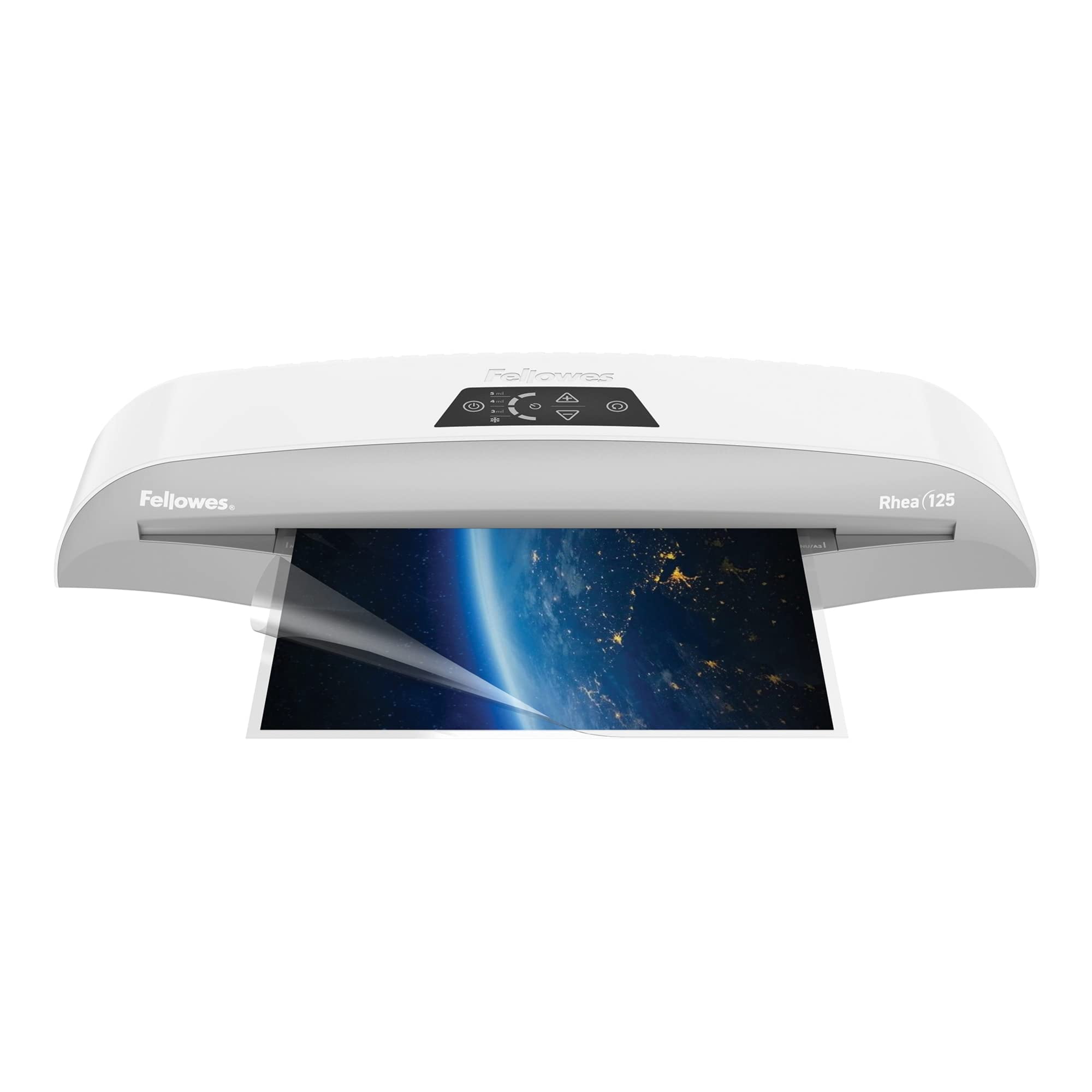 Fellowes® Rhea Laminator With Pouch Starter Kit, 12.5" Width, White/Gray