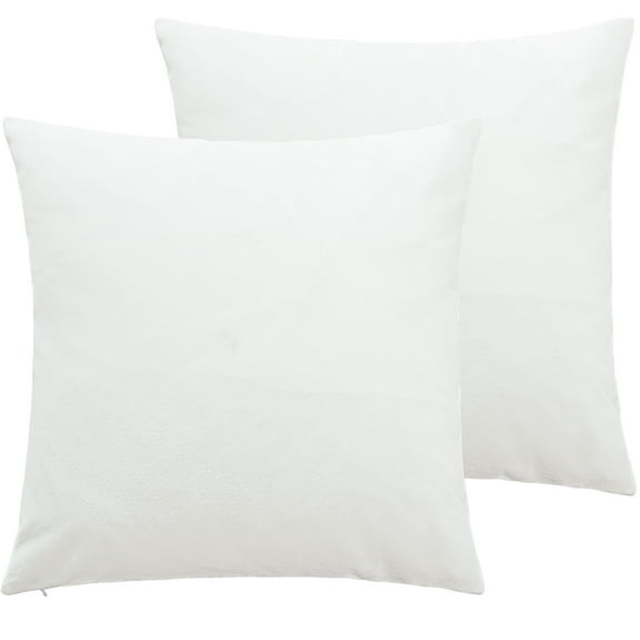 NTBAY 2 Pack Velvet Throw Pillow Cover, Soft Decorative Square Pillowcase, Cushion Cover with Hidden Zipper, 20"x20", White