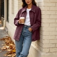 thumbnail image 6 of Busydd Suede Jackets for Women with Pockets Fashion Solid Color Button Down Fall Jackets Casual Comfortable Long Sleeve Lapel Jackets, 6 of 10